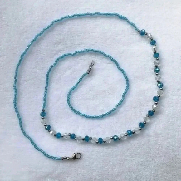 Jewelry - Blue & Silver Handmade Bead Necklace NWT